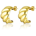 Ins Fashionable Croissant Pattern Gold Plated Earrings Female Stainless Steel Plated Jewelry Earrings